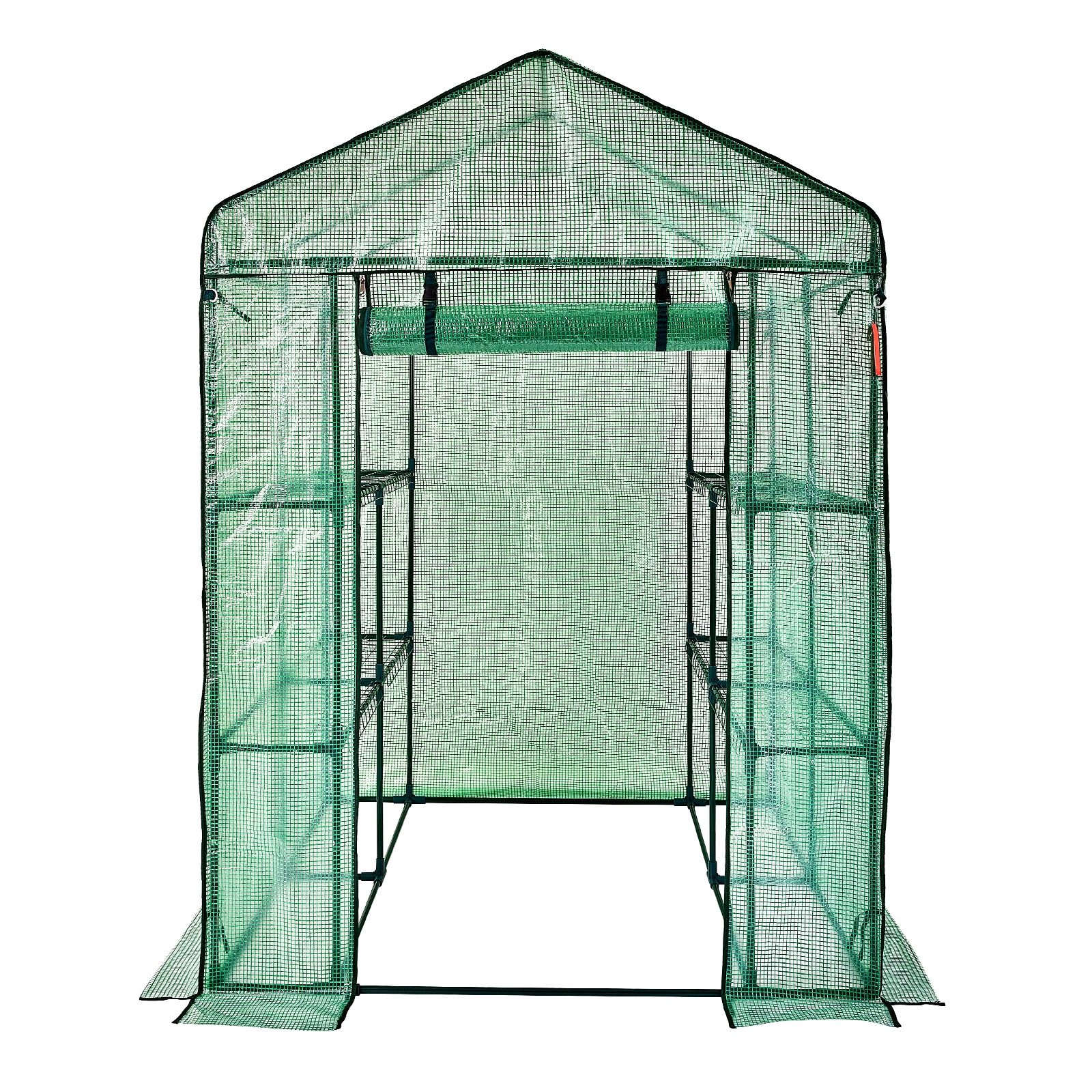 Walk-in Green House, 4.6 X 4.6 X 6.6 Ft , Greenhouse With Shelves, High Strength PE Cover With Zipper Door And Steel Frame, Assembly In Minutes, Suitable For Planting And Storage_maomaolike.com